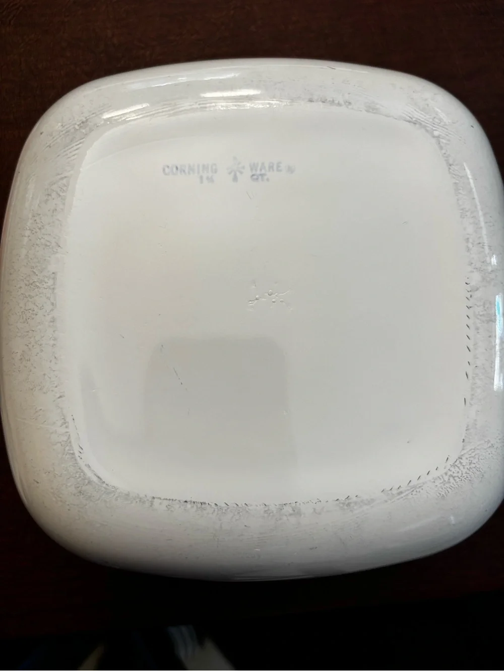 Corning ware 1960s 1 3/4 Quart White Casserole with Blue Floral Design